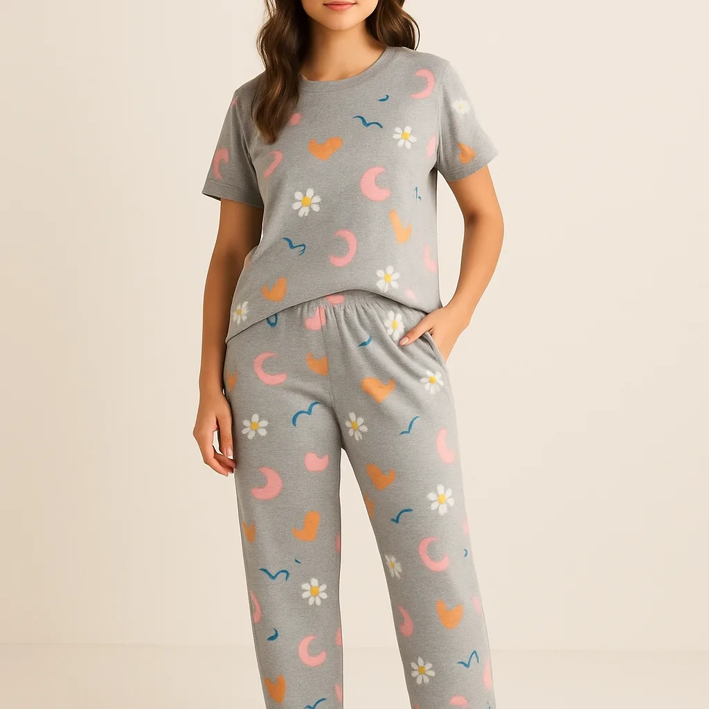 Mujer pijama de algodón con pantalones (ilustración orientativa)